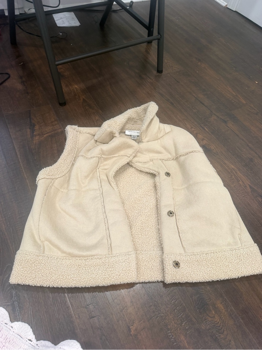 Kids Cream Sherpa Lined Vest Jacket